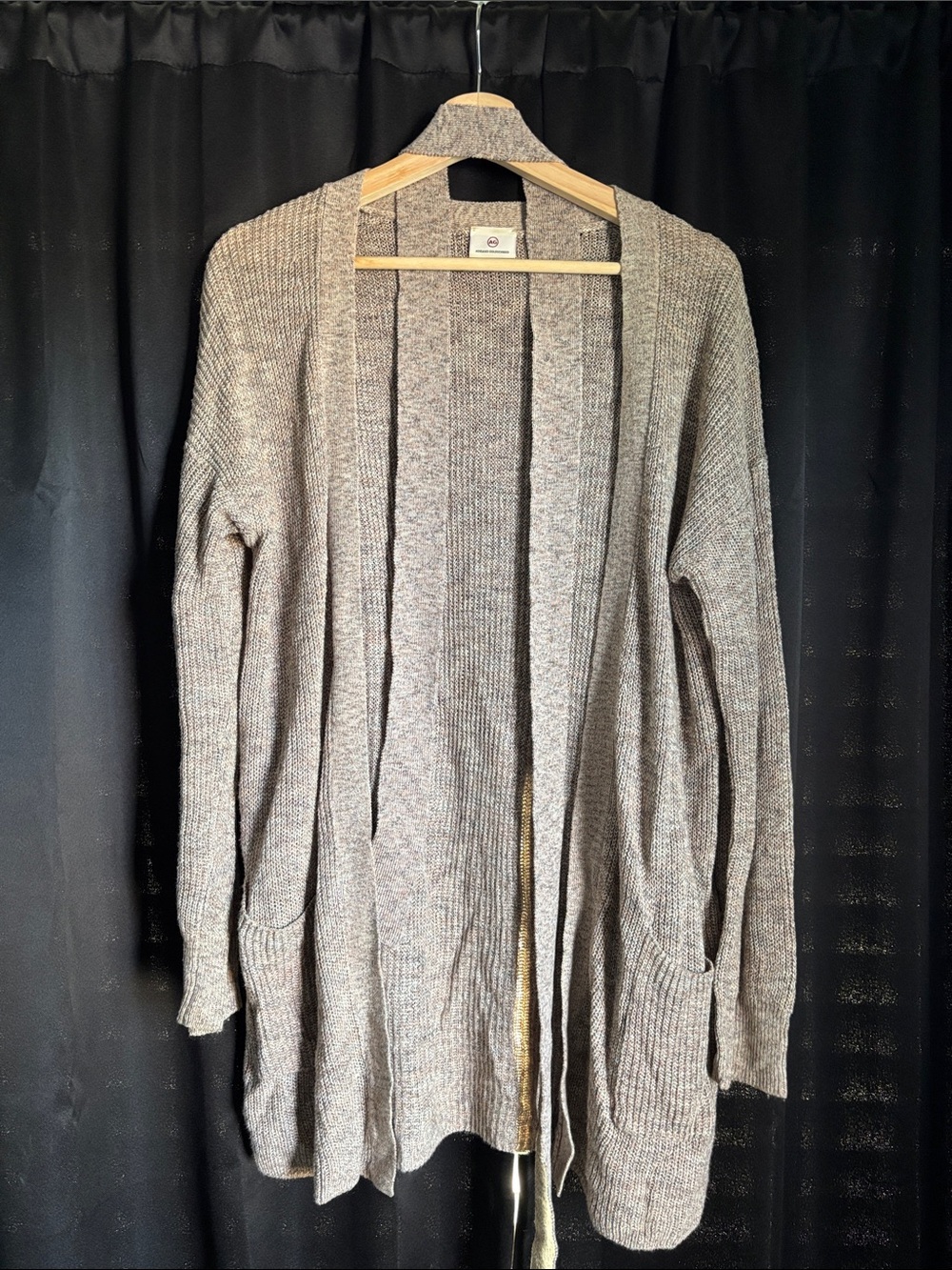 Ag Adriano Goldschmied Heathered Taupe Open-Front Cardigan